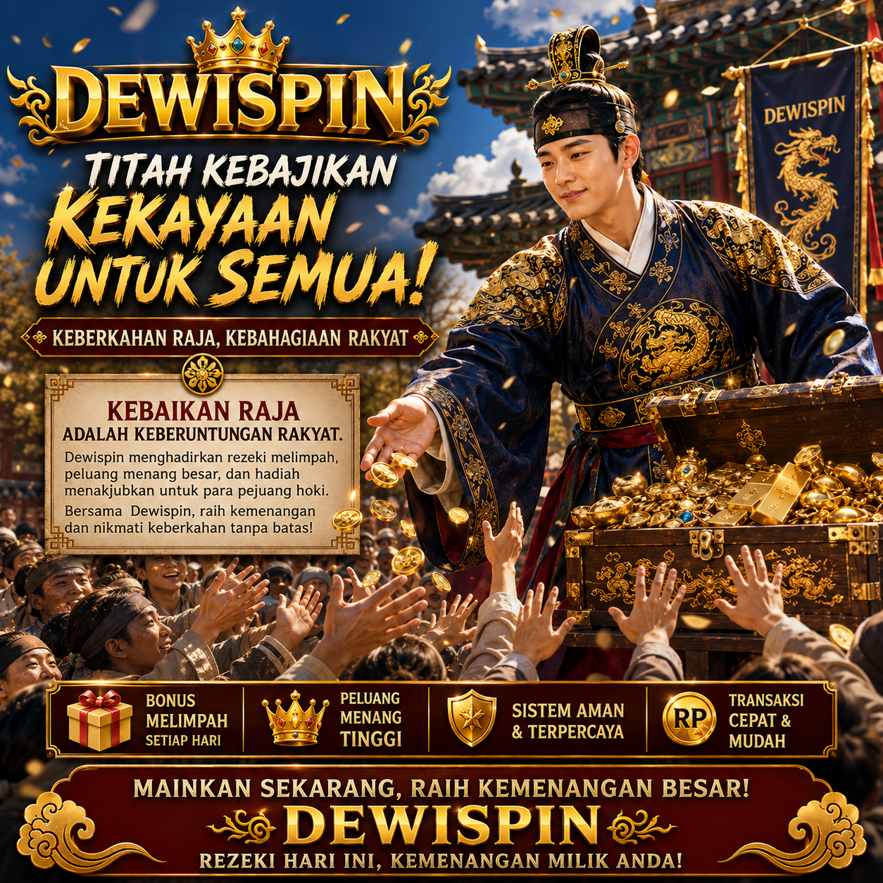 Thumbnail 1 of 3, Poster, DEWISPIN – Pilihan Favorit Pemain Pro untuk Mengejar Hadiah Maksimal Setiap Hari designed and sold by DEWISPIN.